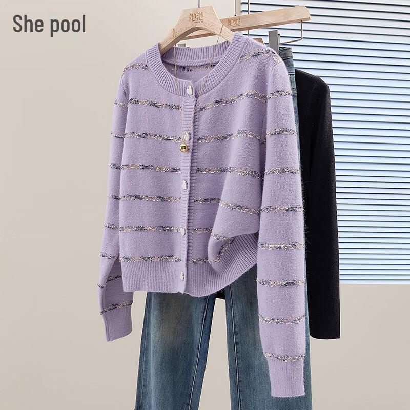Women's Little Fragrance Style Striped Knit Cardigan