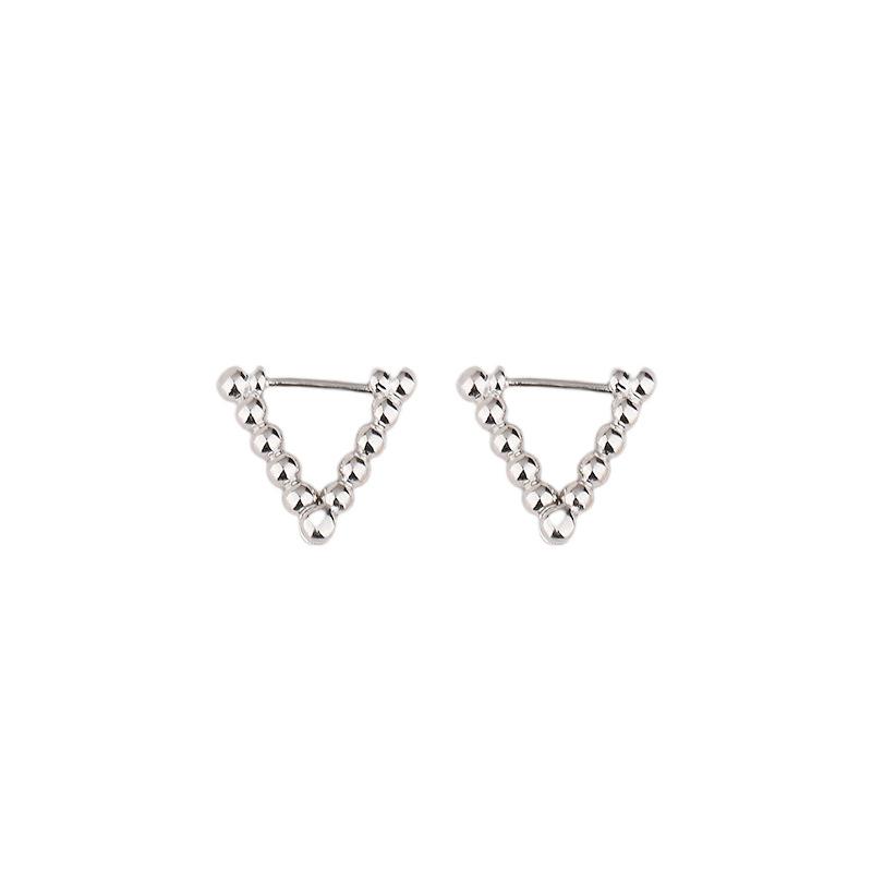 Triangular Earrings Mini Minimalist Temperament Fashionable Small Fresh Geometric Design Inverted Triangular Bead Earrings