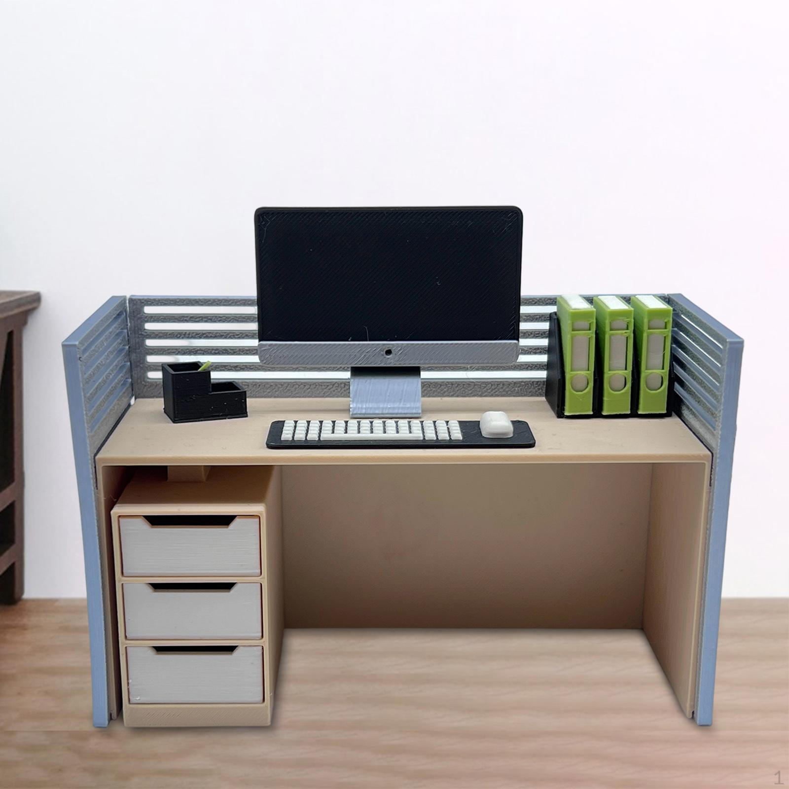 

1/12 Кукольный домик Декор Офисная мебель Мини компьютерный стол Крошечное украшение Set A