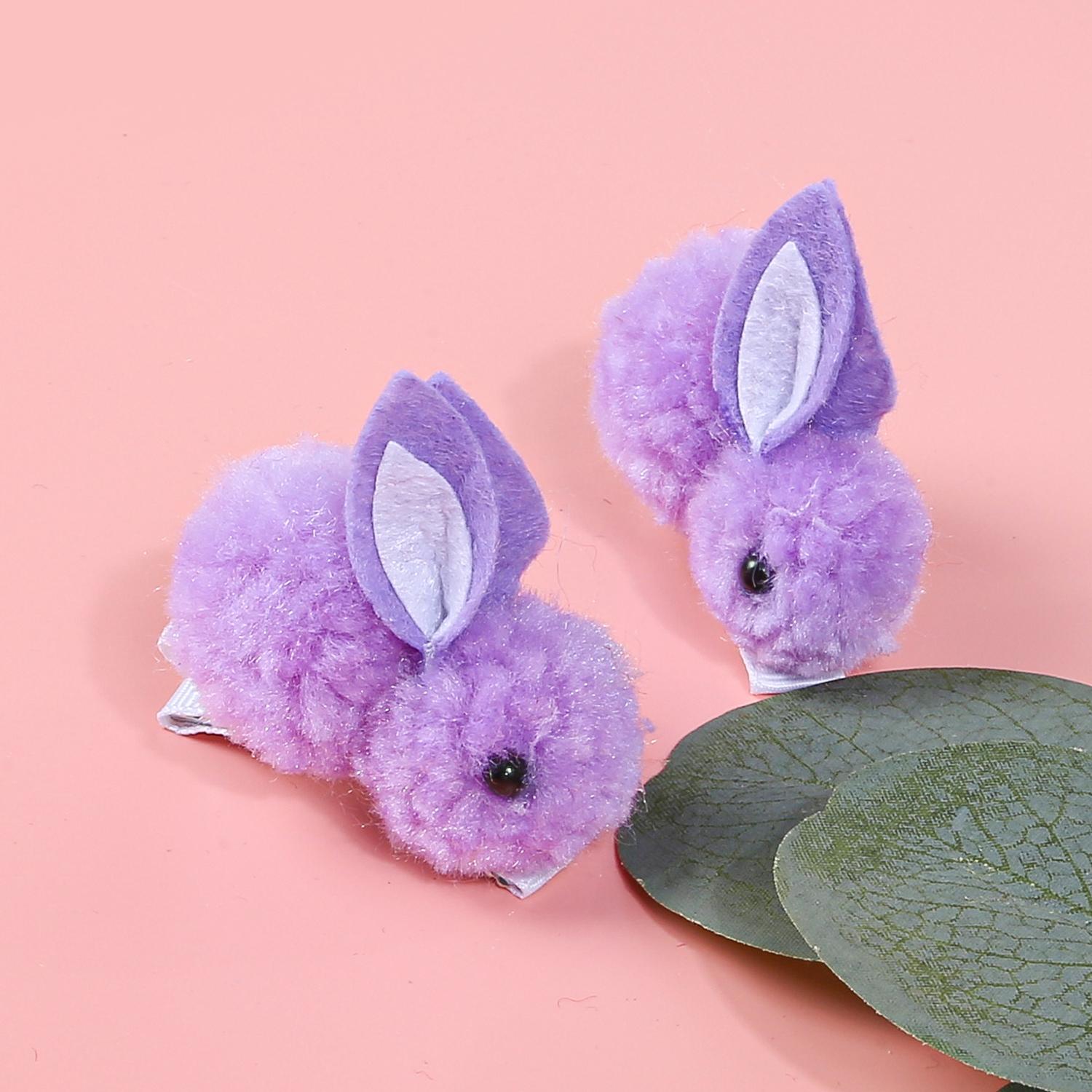 

2/6 шт. Милые заколки для волос с помпонами и кроличьими ушками, детские заколки-невидимки, аксессуары для волос на Пасху, головные уборы