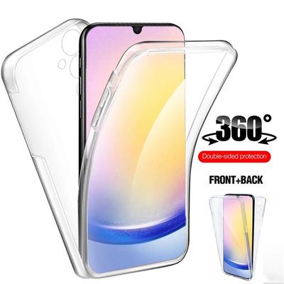Klare 360-Grad-Doppel-Vollhülle für Samsung Galaxy A05S A25 A55 A04S A14 A54 S23 S24 Xiaomi Redmi Note 13 iPhone 15 14 13 12 11 Pro Max Weiche Silikonhülle