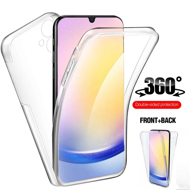 Clear 360 Double Full Case For Samsung Galaxy A05S A25 A55 A04S A14 A54 S23 S24 Xiaomi Redmi Note 13 iPhone 15 14 13 12 11 Pro Max Soft Silicone Cover