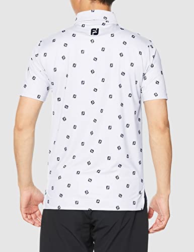 FootJoy Modern Classic Logo Print Short Sleeve Button-Down Shirt, White, Men's Medium, 80463-M