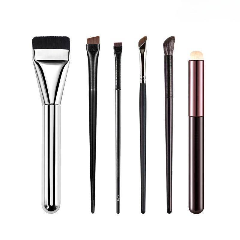 6PCS Makeup Brush Eye Shadow Lip Brush Foundation Make-up Brush Concealer Blade Brush Nose Shado/ Stipple Brush Detail Brush Set