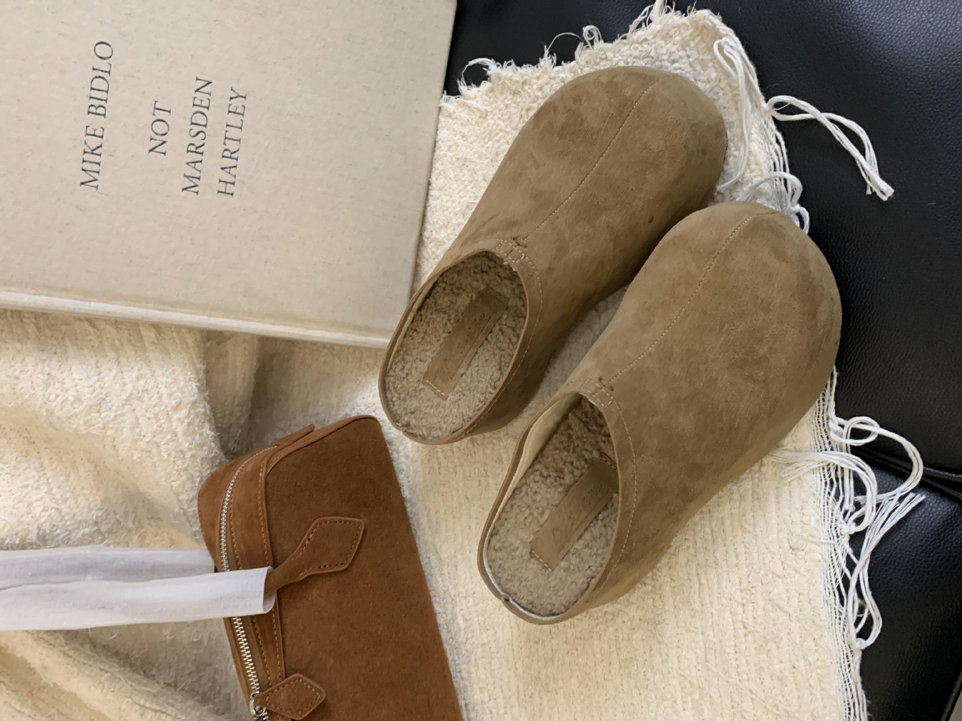 

2025 muffin thick-soled half-slippers and retro autumn and winter outer wear Mao Mao shoes 39 пісочний