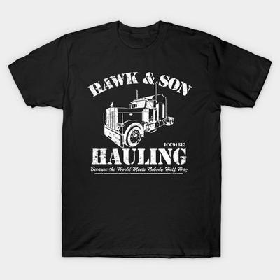 Asian Size Men Print T-shirt Hawk & Son Hauling No-Cut Heat Transfer Print Cotton Tshirt
