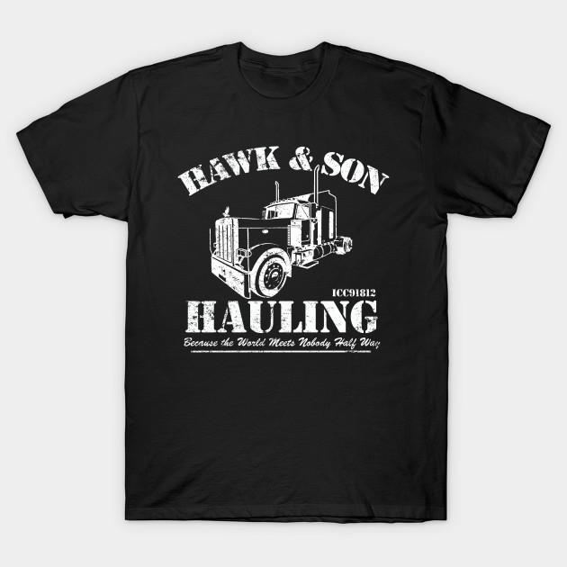 Men Black Print T-shirt Hawk & Son Hauling No-Cut Transfer Paper Print Cotton Tshirt 4XL чёрный