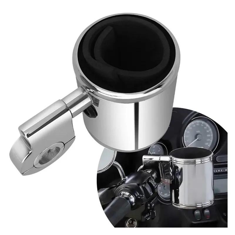 For Motorcycle Universal Cup Holder Chrome Handlebar Drink Bottle Holder
