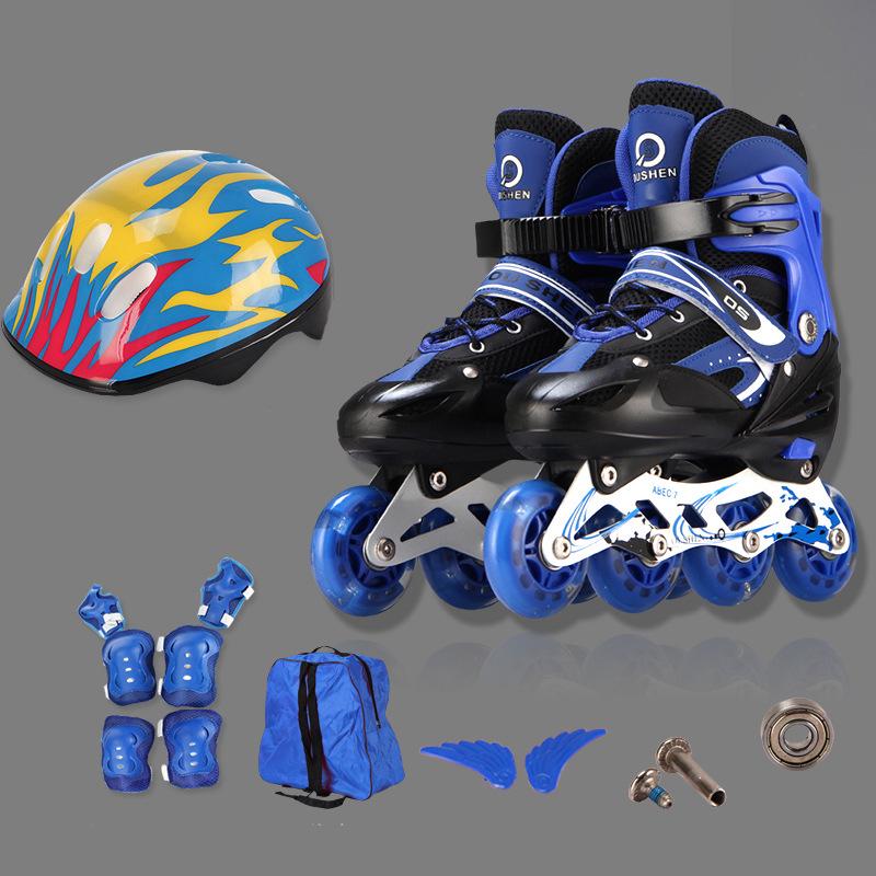 Adjustable Beginner Roller & Inline Quad Skates Set - 4-Wheel Skating Shoes