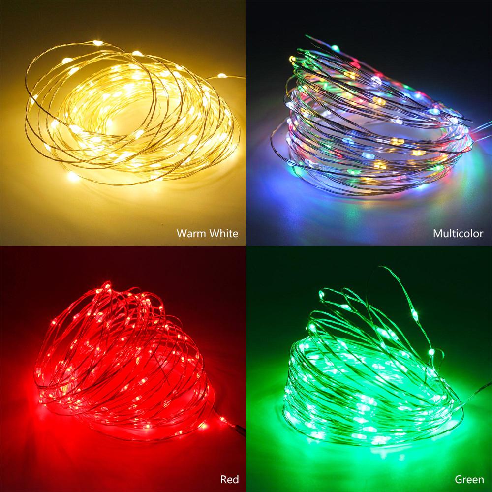 1pcs USB Powered LED String Lights 5M 50leds / 10M 100leds Silver Wire Fairy Garland for New Year Wedding Christmas Holiday Gift