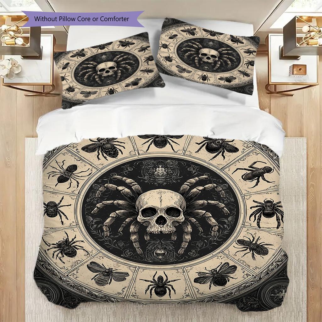 Spinnenmuster Bettwäsche Tagesdecke Set Bettbezug Kissenbezug Heimdekoration Geburtstagsgeschenk (1 Bettbezug + 2 Kissenbezüge, ohne Füllung)