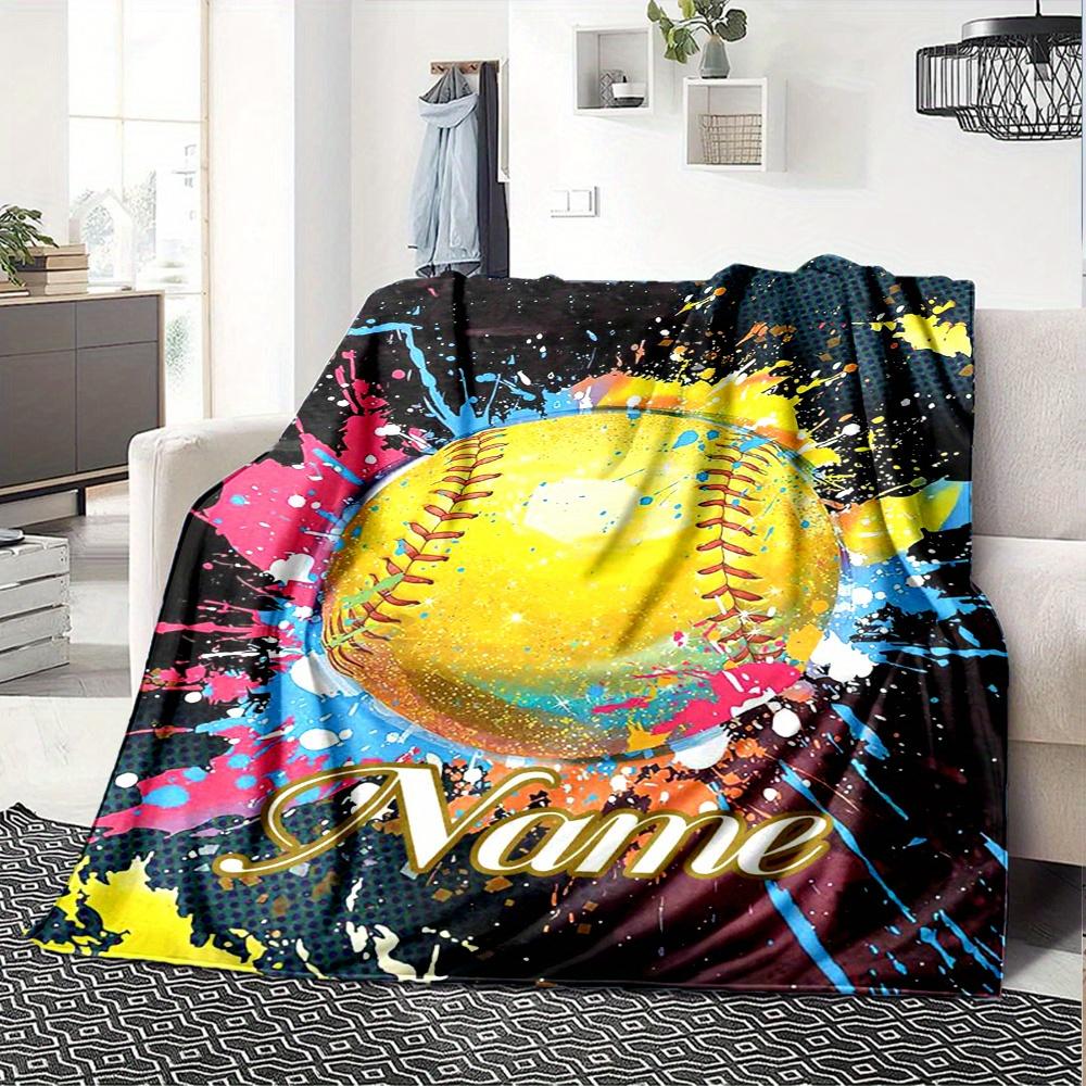 Softball Splatter Art Home Blankets Comfortable Soft Lightweight Allseason Multipurpose Blanket For Picnics Sofas Offices Beds Living Rooms Suitable