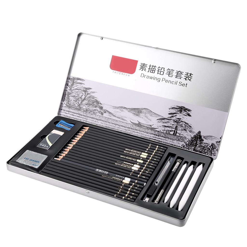 29pcs Drawing Sketch Set Charcoal Pencil with Eraser Art Craft Painting Sketching Kit