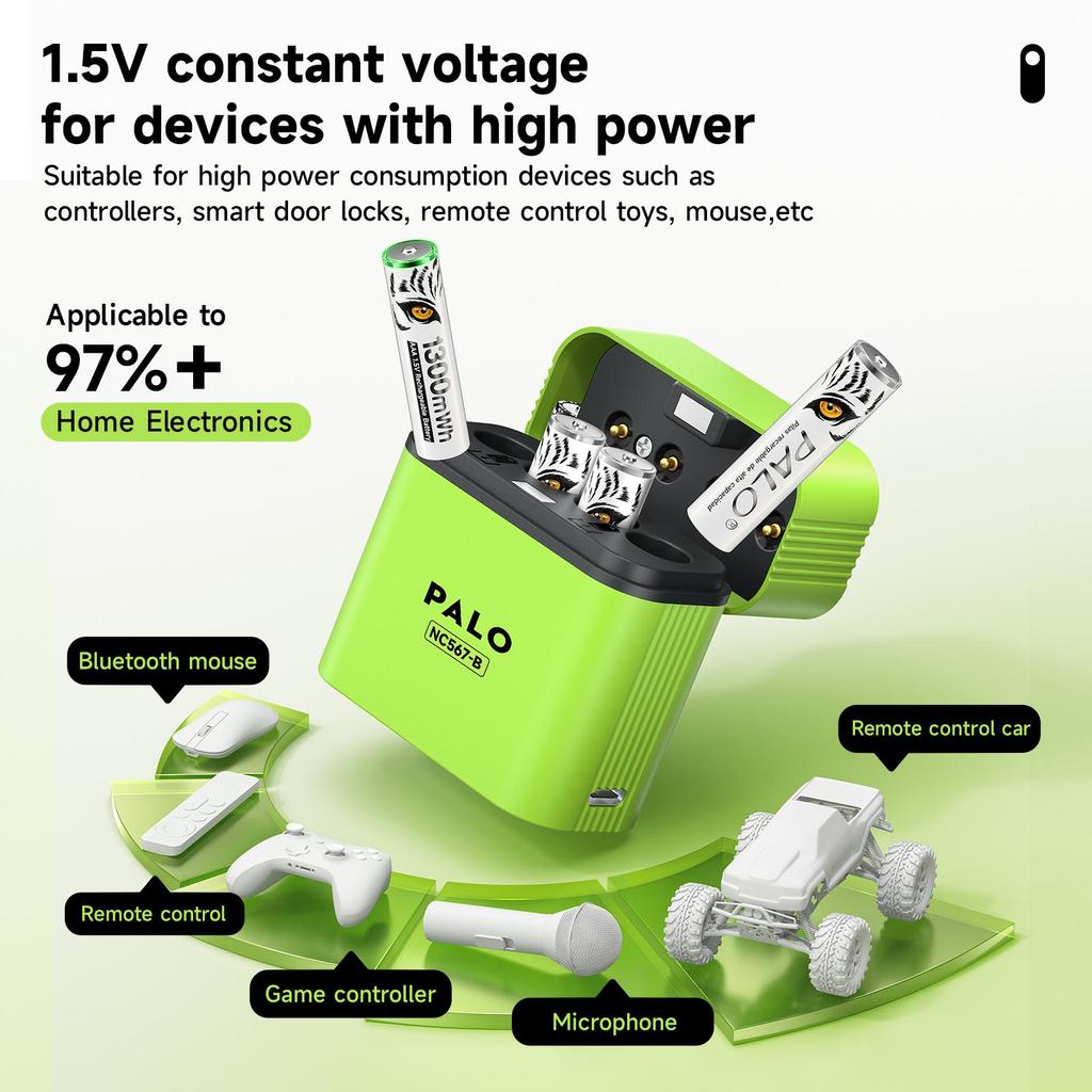 PALO 1.5V AAA 1300mWh Rechargeable Battery Lithium Aaa Batteries for Mouse Toy Remote Control Microphone +TYPE-C Fast Charger