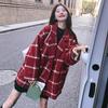 Red Plaid Temperament Suit Woolen Jacket Women's Winter Short Loose Thickened Woolen Blazer