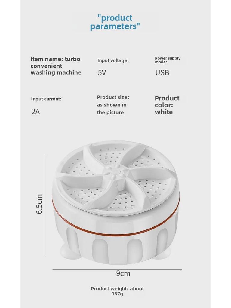 Turbine Portable Automatic Washer for Dormitory & Travel - Perfect for Underwear & Light Laundry