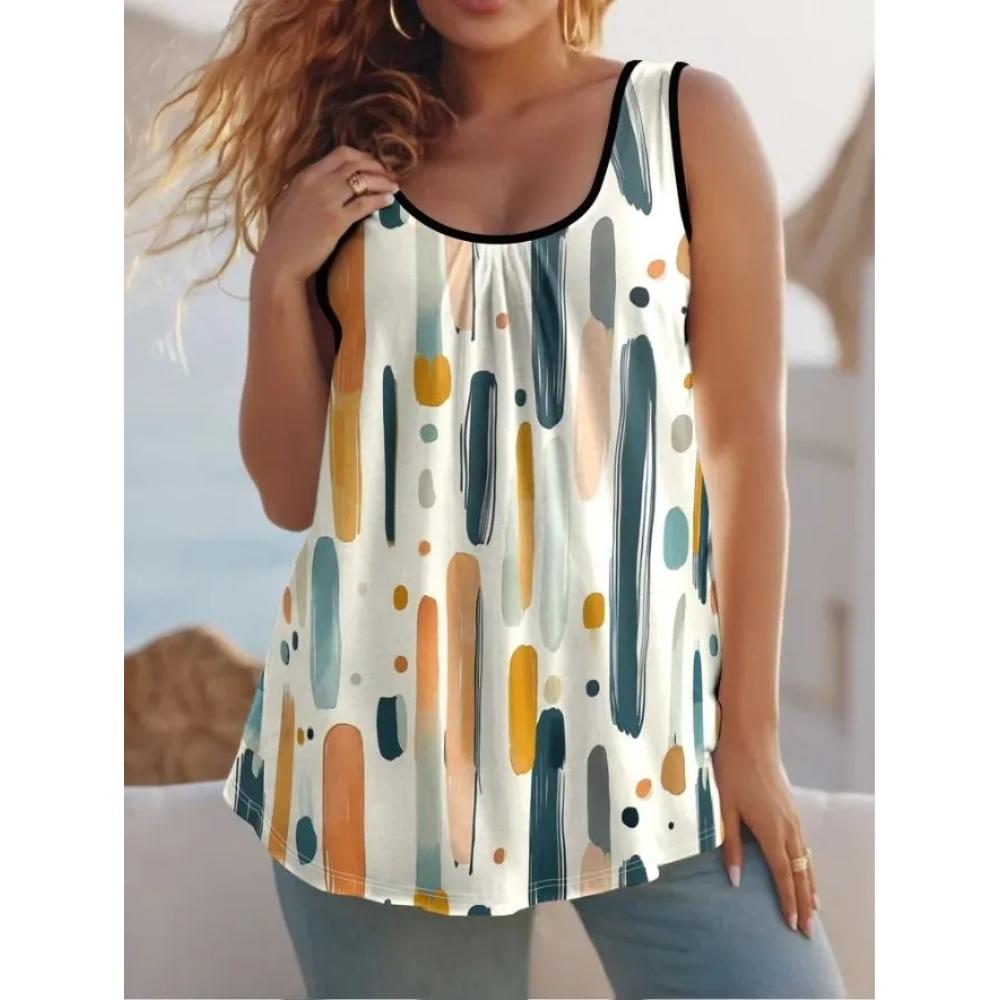 Casual Loose Flower Print T-shirt Fashionable Versatile Women's Top Comfortable Camis Tank Tops