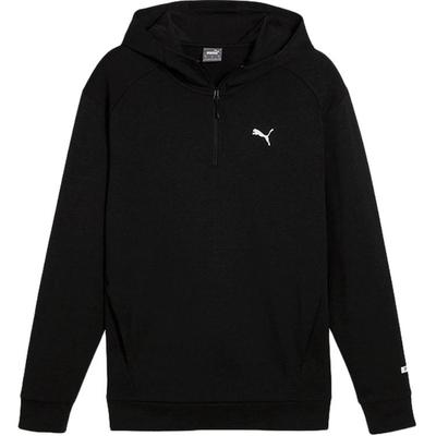 Felpa in Maglia Casual Sportiva Semplice a Mezza Zip con Cappuccio Colore Unito Uomo felpa Nero 681289-01