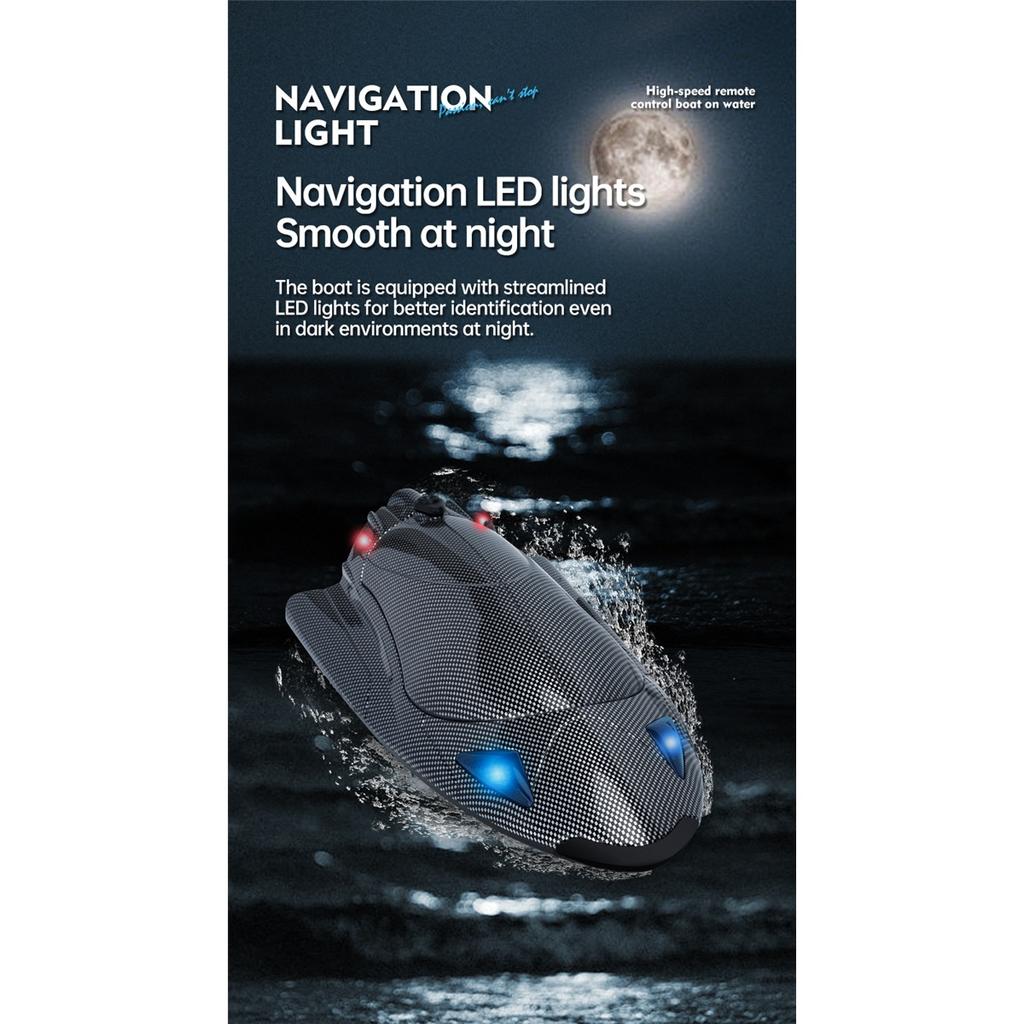 FY011 RC Turbojet Speedboat,2.4G Full‑Proportional,Water‑Cooled,Capsize Reset,LED Light Carbon Fiber Texture Boat