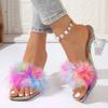 Fashion 2025 Fashion Women's Shoes Peep Toe Women's Slippers New Color Matching Dress Slippers Women Summer Best Seller Heels Women