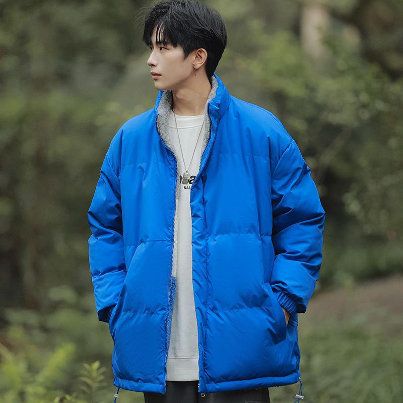 

Double Sided Cotton Jacket, Standing Collar Cotton Jacket, Men s Casual Loose Cotton Jacket XXXL синій