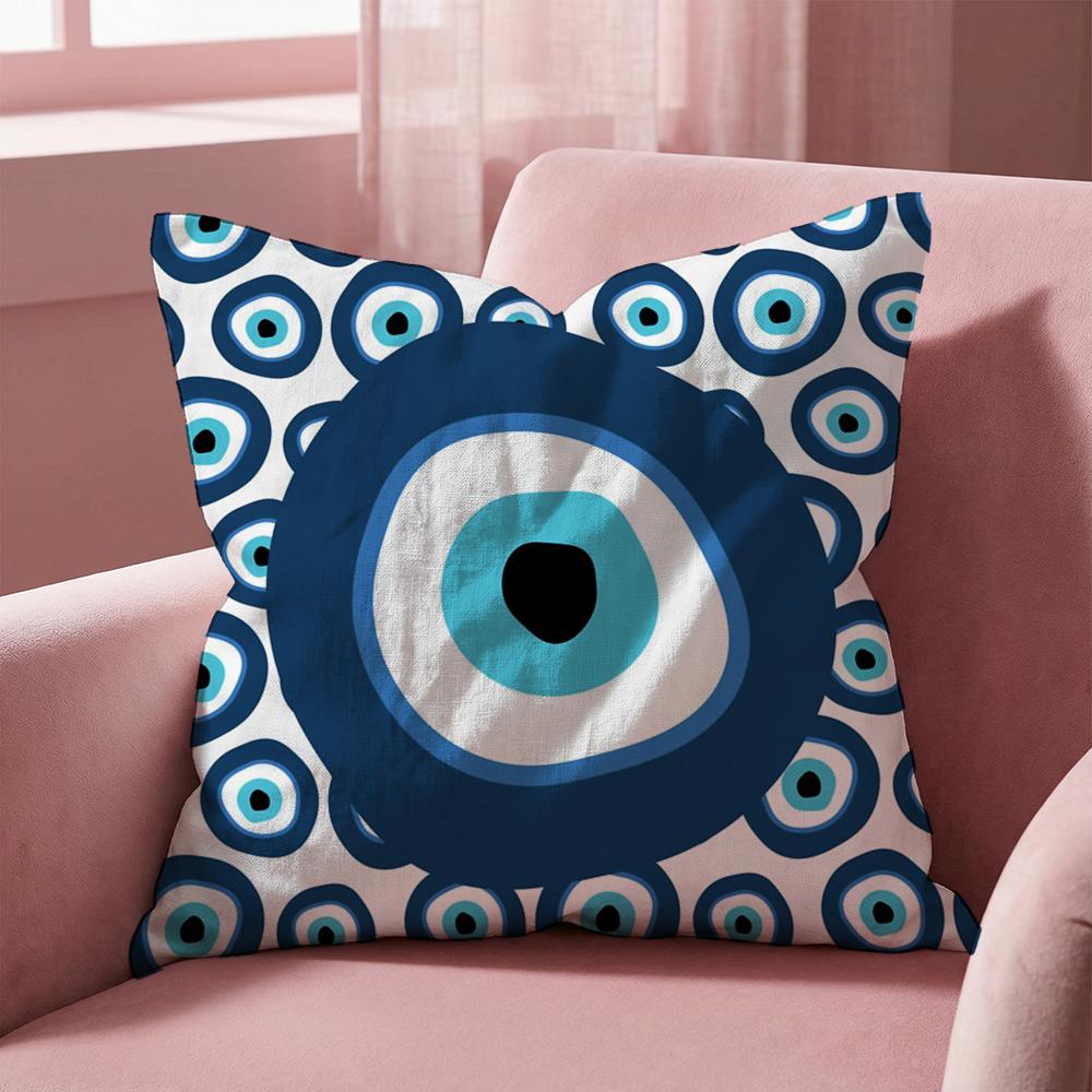Evil Eye Symbol Art Cushion Cover Multi-Scene Pillow Cover for Home & Car - Reversible, Soft & Durable for Daily Use