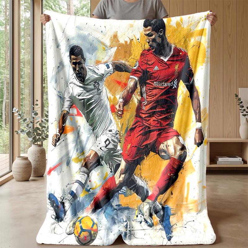Cristiano Ronaldo Theme Blanket Soft Flannel Blanket Plush Throw Blanket Cozy Sofa Bed Blanket for Home Decor