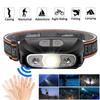 LED Smart Sensor-koplamp USB oplaadbare koplamp Waterdichte hoofdzaklamp Zaklamp voor vissen Kamperen Wandelen Hardlopen