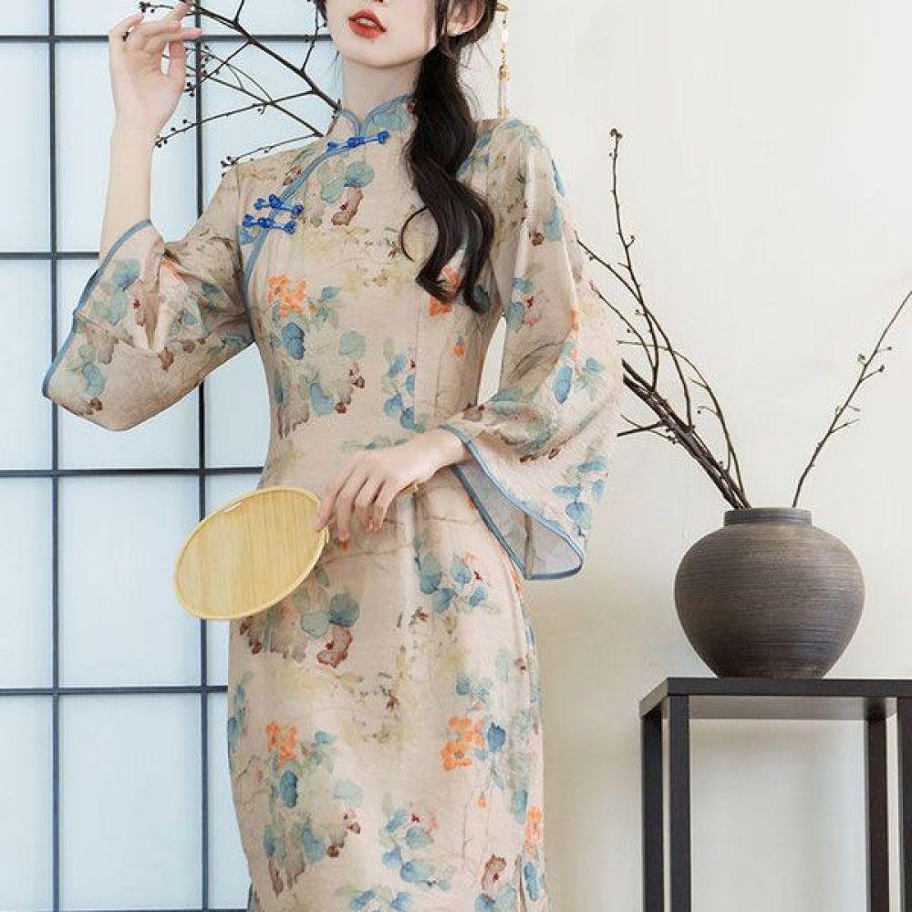 

Элегантное женское платье Cheongsam в китайском стиле в стиле ретро для женщин
