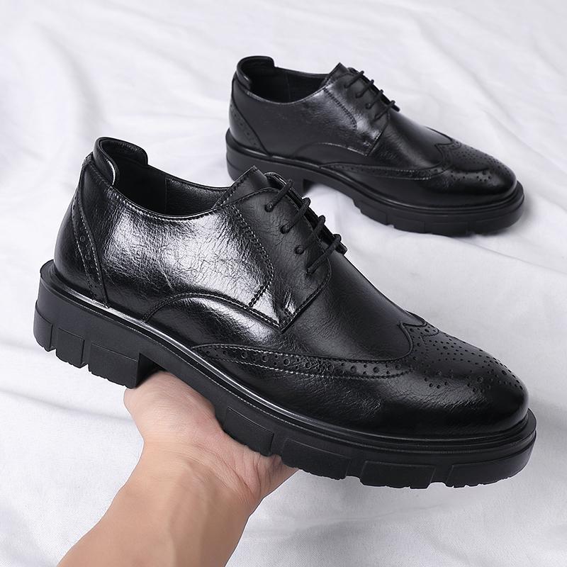 Erkek Brogue Yüksekliği Artırılmış Elbise Ayakkabıları Centilmen Takım Asansör Ayakkabıları Oxford Görünmez Topuk 4/7/9CM Platform Düğün Erkek Ayakkabıları