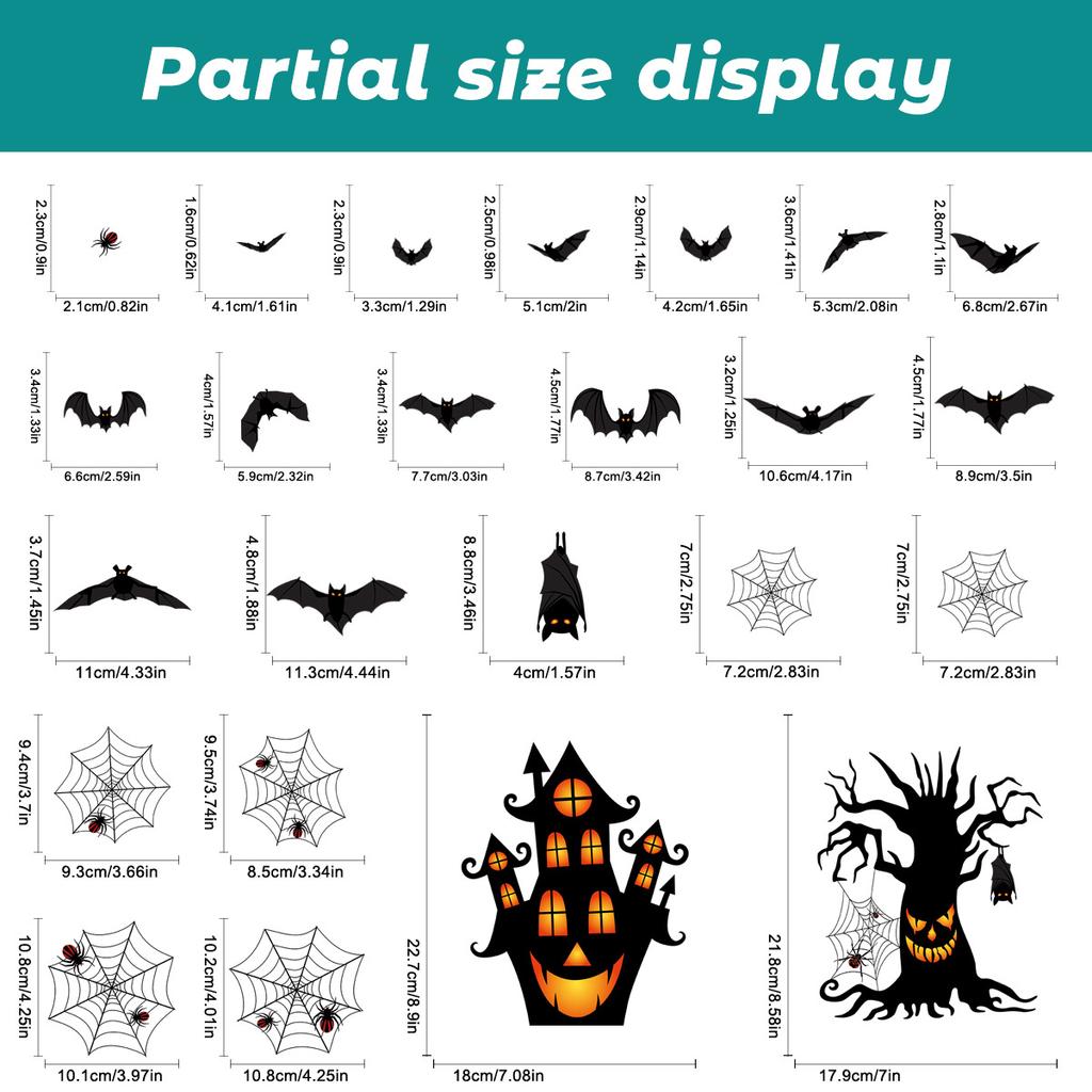 Adesivi per Finestre di Halloween Decorazioni Spaventose Casa Stregata Pipistrello Ragnatela Articoli per Feste Decorazione in Vetro per le Vacanze Joom