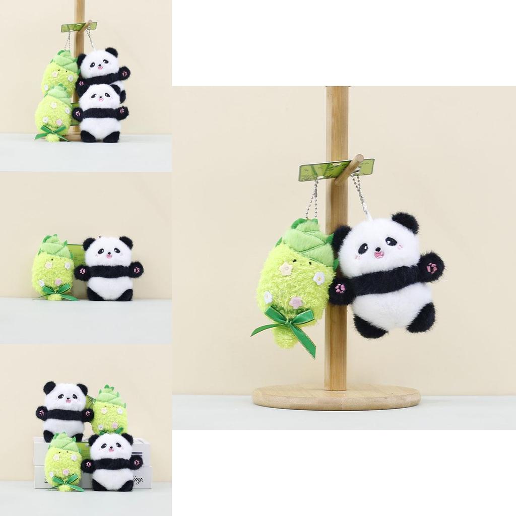 Charming Bamboo Shoot Panda Plush Toy Keychain Ideal For Couples Gift And Decor