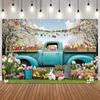 Easter Photography Backdrop Spring Garden Colorful Eggs Easter Party Decor Banner Kids Birthday Party Photo Background