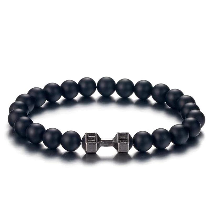 Volcanic Stone Dumbbell Couple Bracelet - Handmade Beaded Jewelry