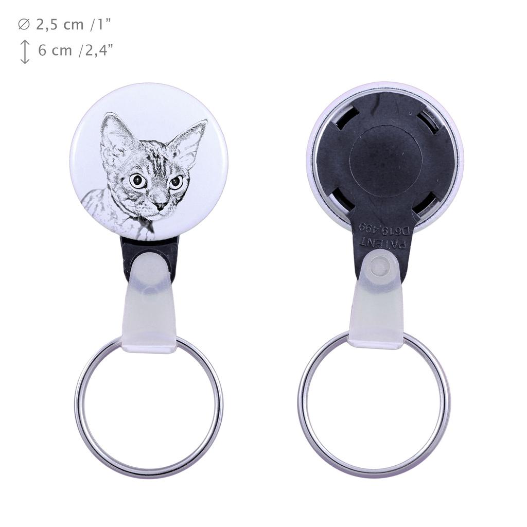 Devon Rex - handgefertigter Schlüsselanhänger mit Katzenportrait, Taschenanhänger, Produkt der Marke Art-Dog.