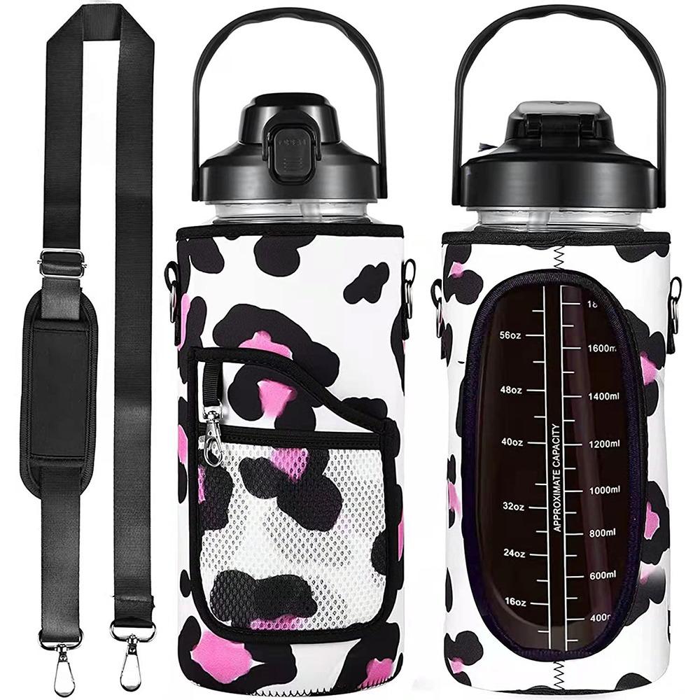 

2L Capacity Water Bottle Cover Half Gallon With Strap Thermo Pouch Portable Design Gradient Color Water Bottle Case Hiking