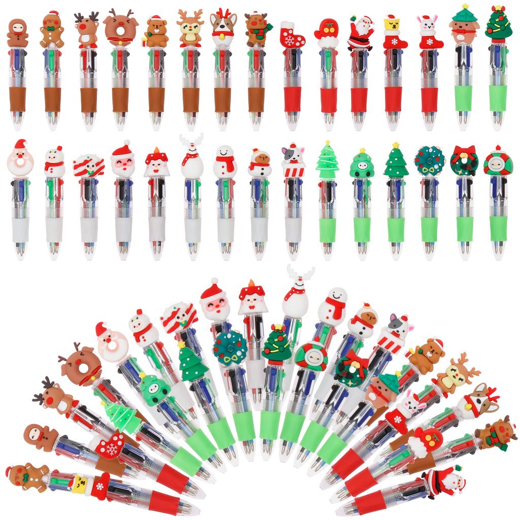 60Pcs Multicolor Pen in One for Kid 4 in 1 Colors Retractable Ballpoint Pen 15 Cute Designs Party Favor Goodie Bag Stuffer