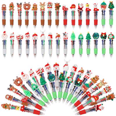 30/60Pcs Christmas Multicolor Ballpoint Pens Cute Cartoon Santa Pens 4/6 Colors For School Office Writing Supplies Stationery