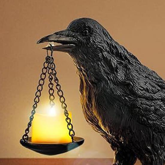 Crow Candle Holder Gothic Raven Tealight Candle Holder Halloween Crow