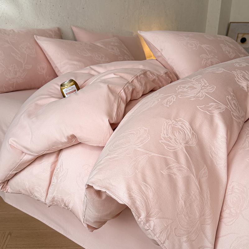 Class A Cotton Embossed Jacquard Brushed Dormitory Bedding Set - 3 Piece