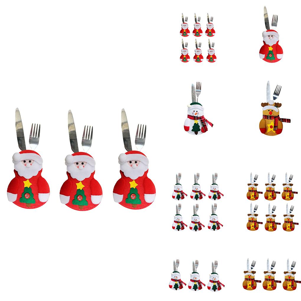 1pc Christmas Silverware Pockets Cover Xmas Party Home Table Dinner Spoons Forks Bags