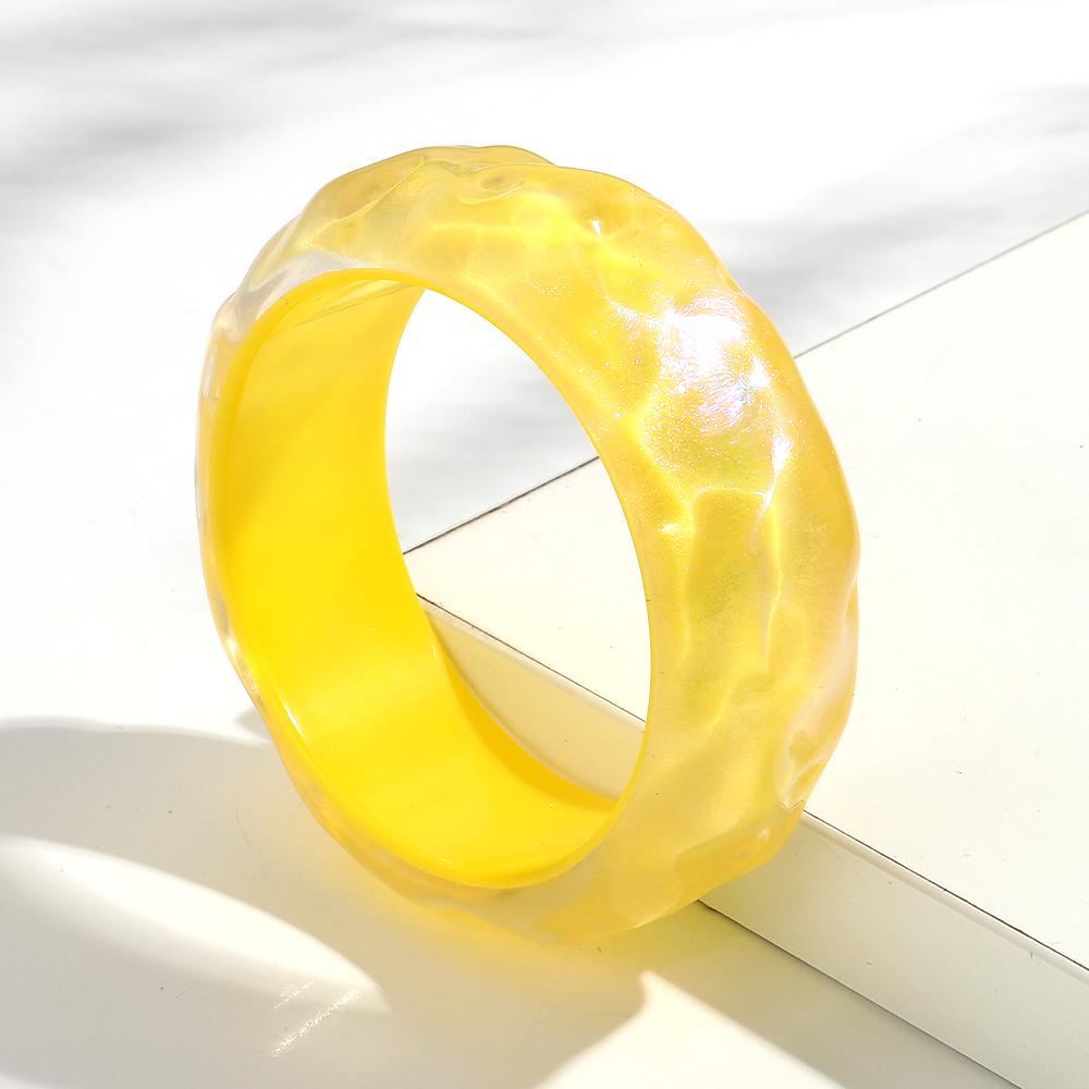 Glitter Colorful Wave Round Acrylic Thick Bangle for Women Girls New Korean Resin Wide Cuff Bracelets Sweet Jewelry Popular Gift
