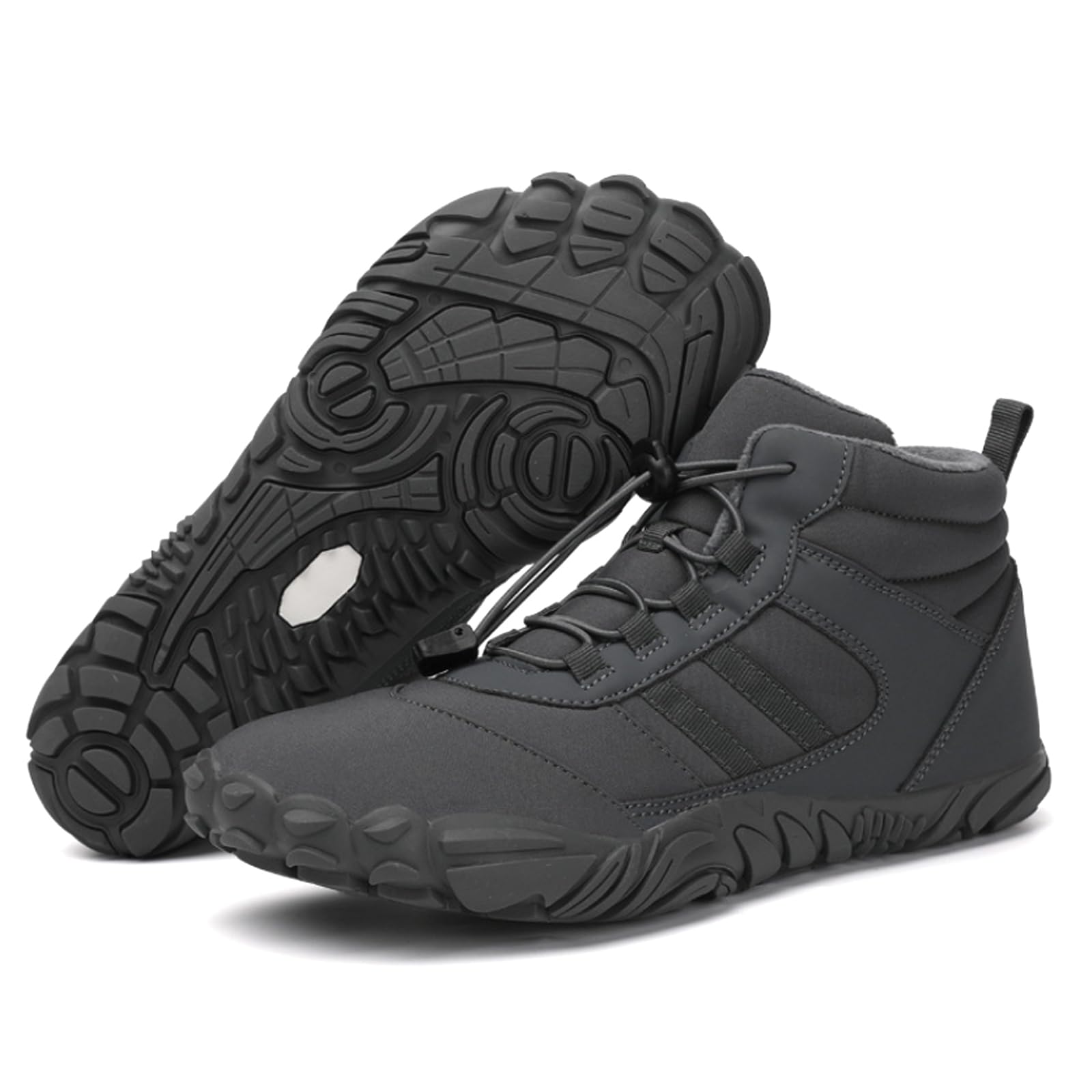 uateeff Теплые ботинки для ходьбы босиком для мужчин Укрепление ног и развитие стопы Высокие ботинки Широкие Серые Размер 26 см 6990₽