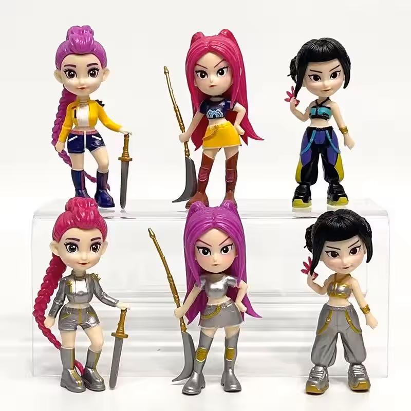 6pcs Kpop Demon Hunters Figure Toy Cartoon Rumi/Mira/Zoey Action Figure PVC Desktop Decoration Model Doll Toy Fans Gift