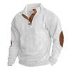 Men's Corduroy Button-Up Stand Collar Long Sleeve Sweatshirt