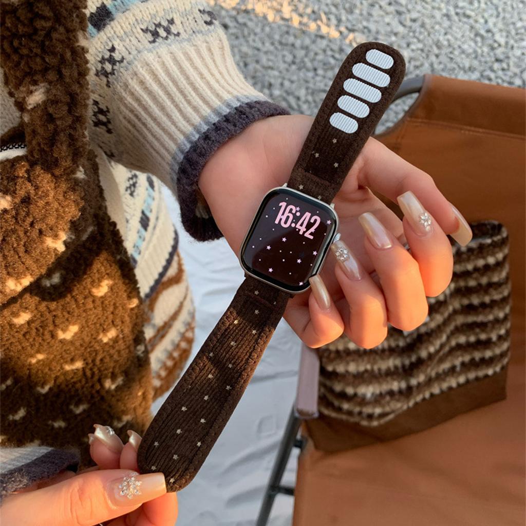 Corduroy Strap for Apple Watch Ultra 3/2 49mm 38 40 42 44 45 46mm Women Sports Band for Iwatch S11 10 9 8 7 SE3 Fashion Bracelet