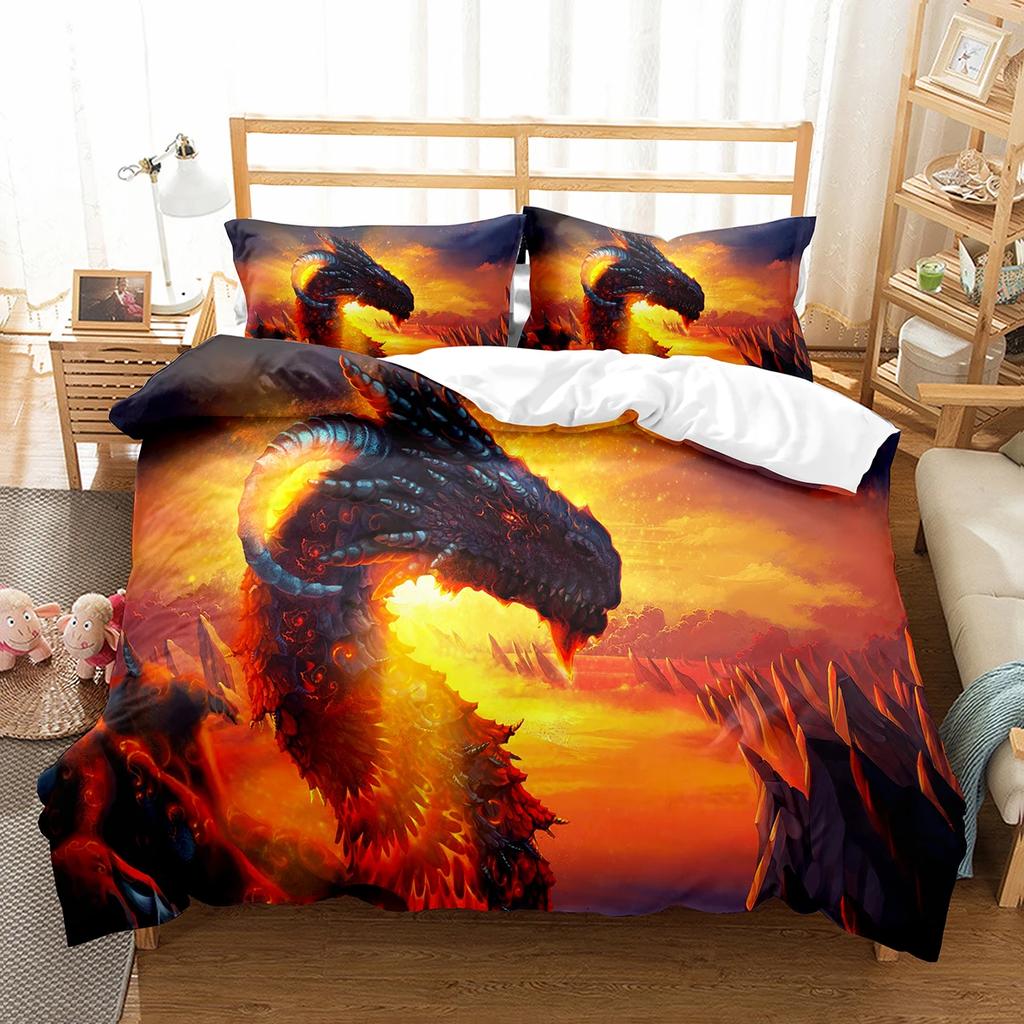 Purple Dragon Duvet Cover Jungle Animals Myths and Legends Dragon Children Boys Children Teens for Bedroom Decoration Queen King