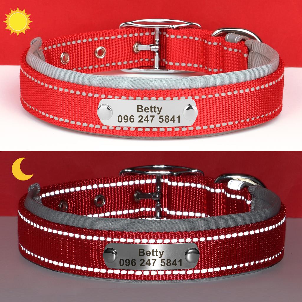 Darmowa spersonalizowana odblaskowa wytrzymała obroża dla psa Darmowe grawerowanie ID Nazwa Naszyjnik Obroże Regulowane dla małych średnich dużych psów Pitbulli
