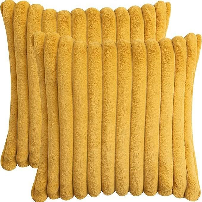 2Pcs Luxury Nordic Plush Cushion Cover Comfortable Textured Striped Throw Pillow Cover Soft Plush Pillowcase Living Room Decor