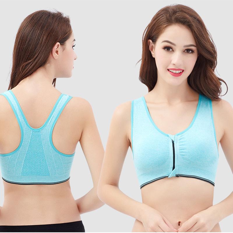 Sport-BH med dragkedja framtill, Väststil, Stor storlek, Sport, Stötsäker, Samlande, Löpning, Underkläder, Dam